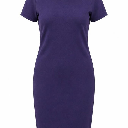 M&Co Womens Purple Polyester Pencil Dress Size 14 Round Neck Zip