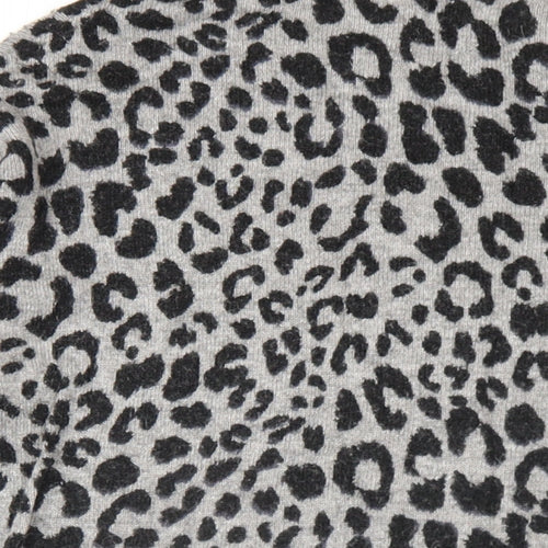 New Look Womens Grey Round Neck Animal Print Viscose Pullover Jumper Size 6