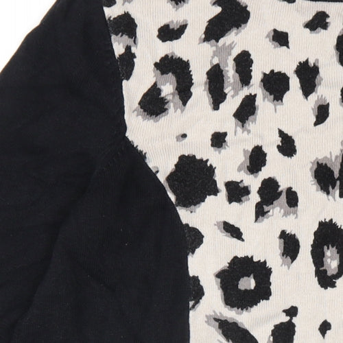 Marks and Spencer Womens Black Animal Print Viscose Jumper Dress Size 12 Round Neck Pullover