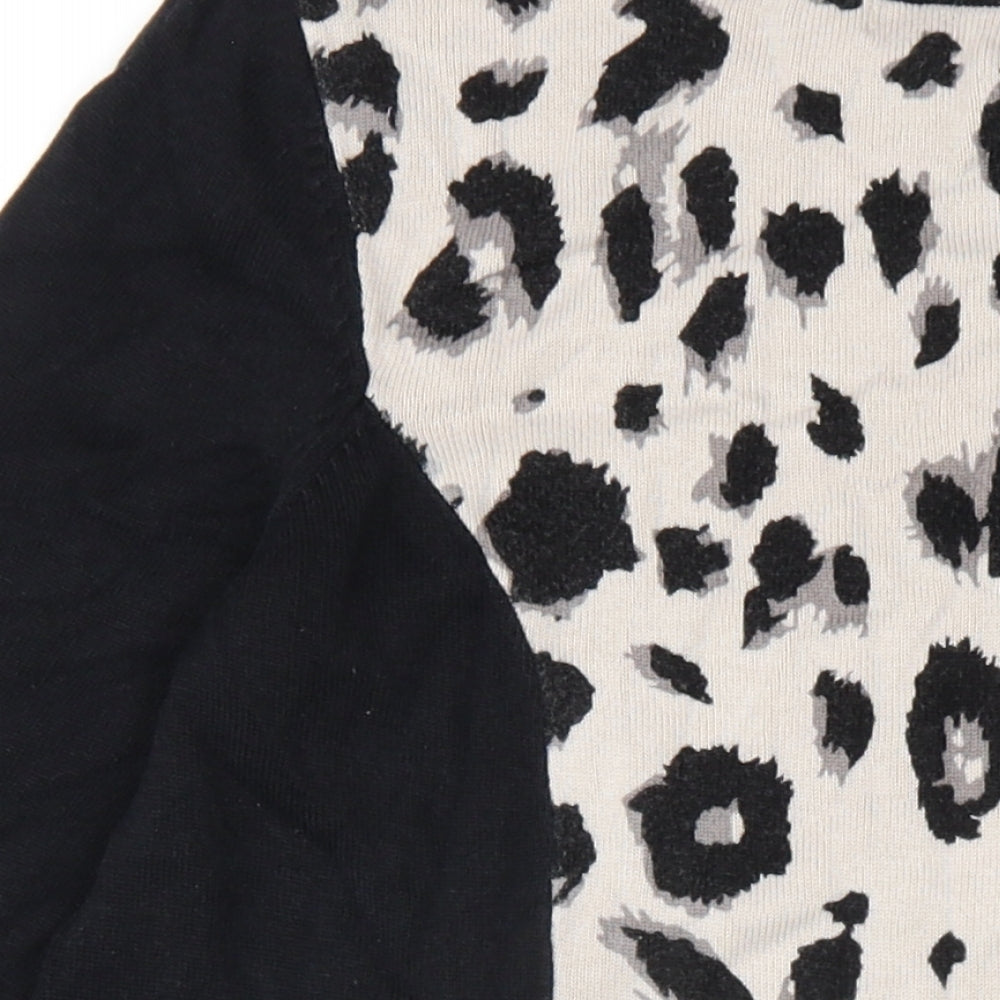 Marks and Spencer Womens Black Animal Print Viscose Jumper Dress Size 12 Round Neck Pullover