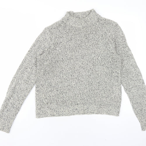 VERO MODA Womens Grey Mock Neck Acrylic Pullover Jumper Size L