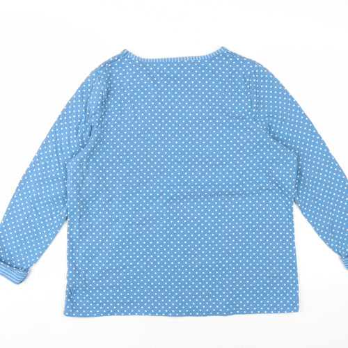 Bonmarché Womens Blue Polka Dot Cotton Basic T-Shirt Size 16 Round Neck