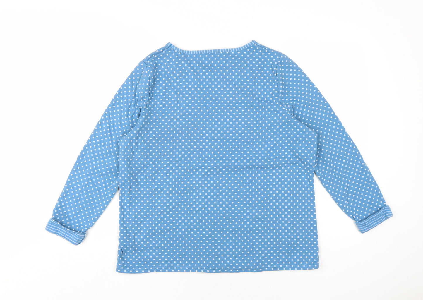 Bonmarché Womens Blue Polka Dot Cotton Basic T-Shirt Size 16 Round Neck