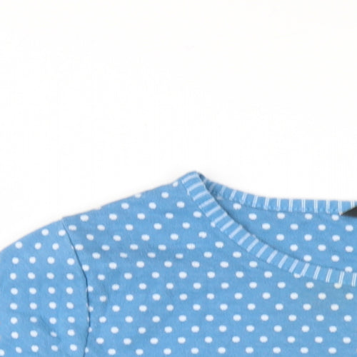 Bonmarché Womens Blue Polka Dot Cotton Basic T-Shirt Size 16 Round Neck