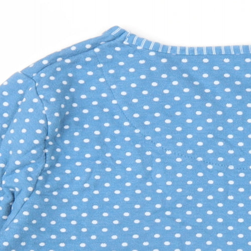 Bonmarché Womens Blue Polka Dot Cotton Basic T-Shirt Size 16 Round Neck