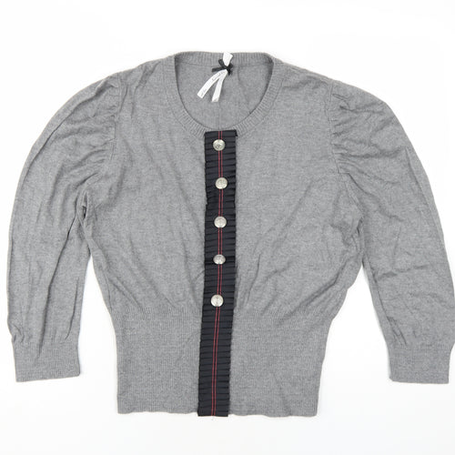 NEXT Womens Grey Round Neck Cotton Pullover Jumper Size 16