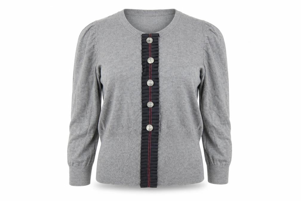 Front view of Next women’s grey round neck cotton jumper, size UK 16
