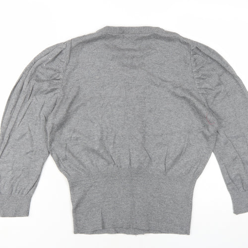 NEXT Womens Grey Round Neck Cotton Pullover Jumper Size 16