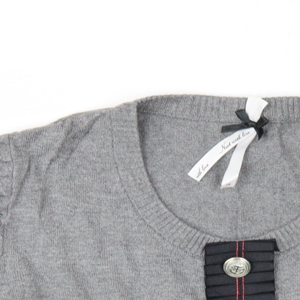 NEXT Womens Grey Round Neck Cotton Pullover Jumper Size 16