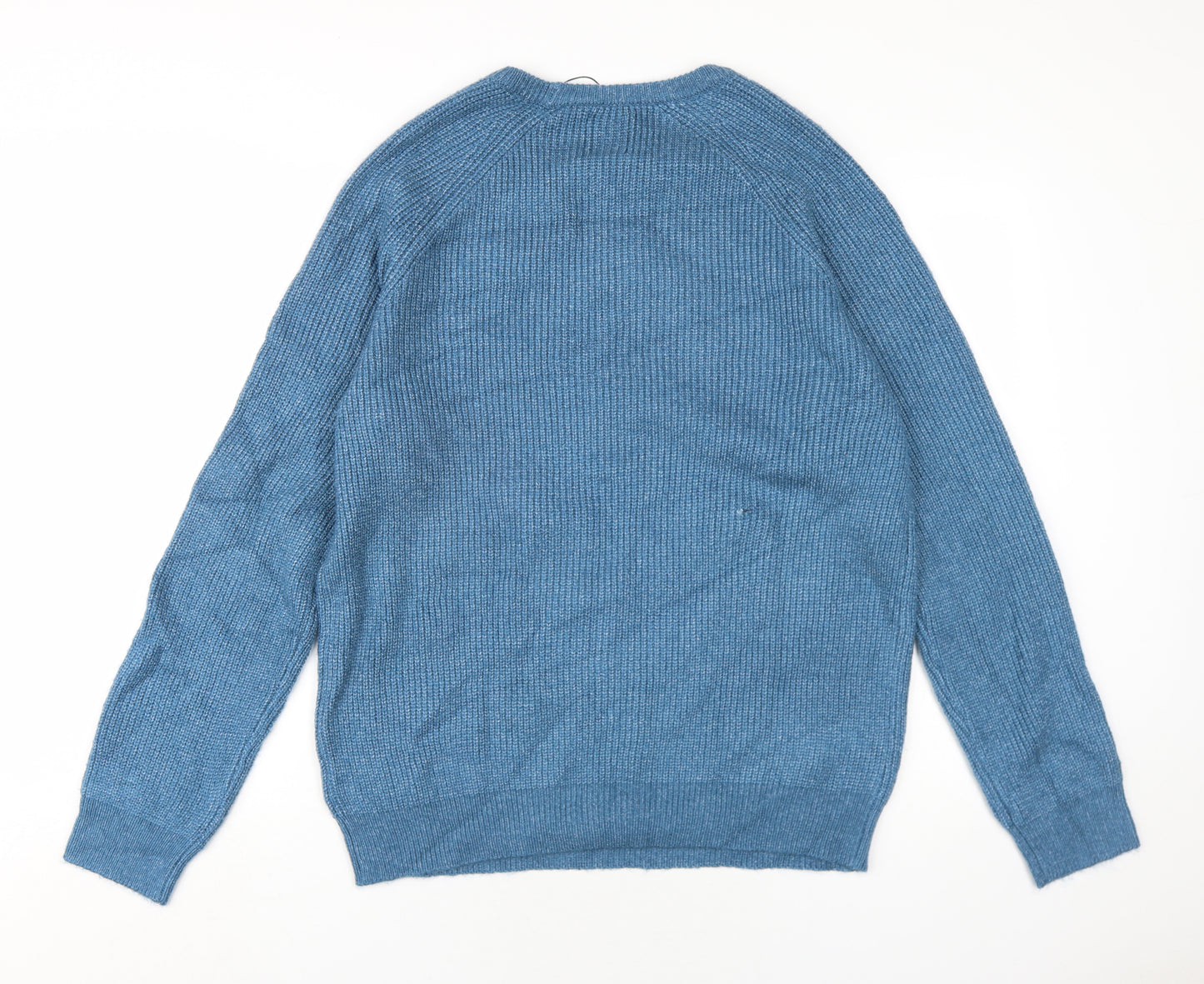 Marks and Spencer Mens Blue Crew Neck Polyamide Pullover Jumper Size L Long Sleeve