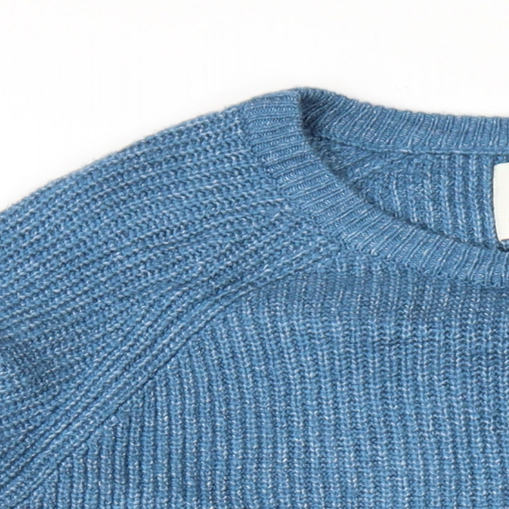 Marks and Spencer Mens Blue Crew Neck Polyamide Pullover Jumper Size L Long Sleeve