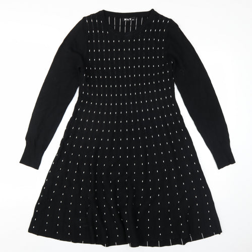 M&V Womens Black Polyamide A-Line Size L Round Neck Pullover