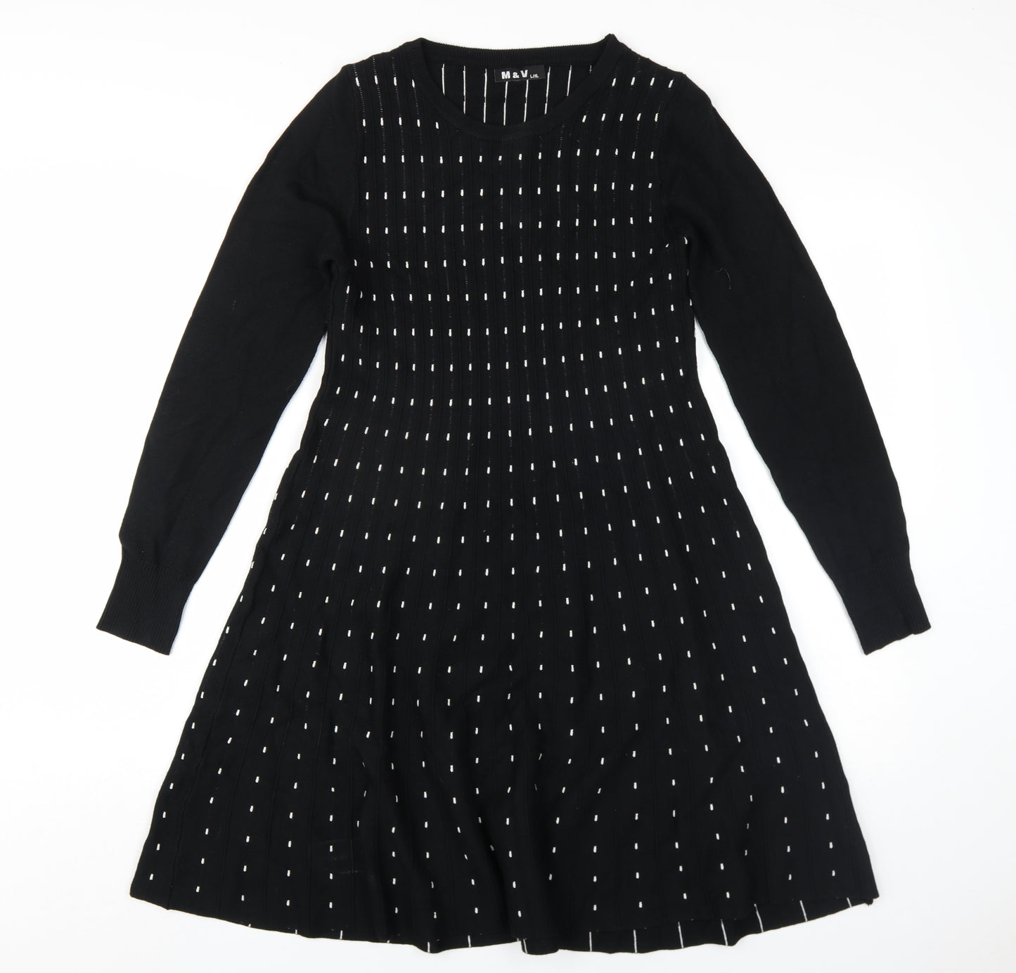 M&V Womens Black Polyamide A-Line Size L Round Neck Pullover