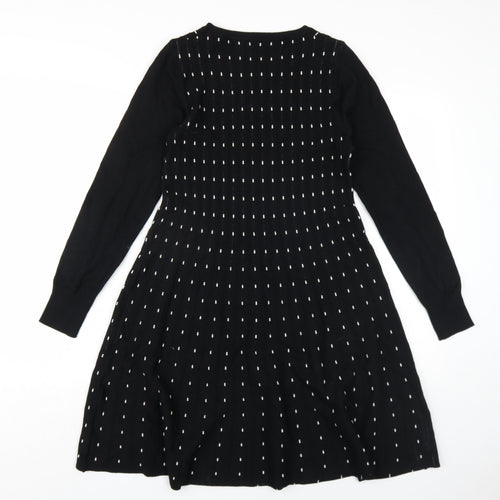 M&V Womens Black Polyamide A-Line Size L Round Neck Pullover