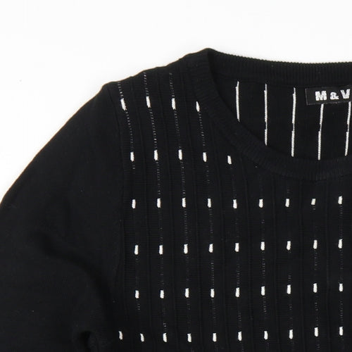 M&V Womens Black Polyamide A-Line Size L Round Neck Pullover