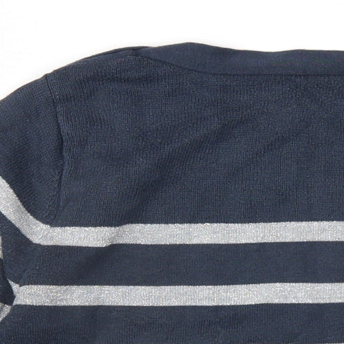 NEXT Womens Blue Round Neck Striped Cotton Pullover Jumper Size 10