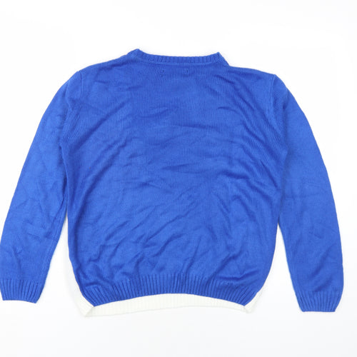 River Island Boys Blue Crew Neck Acrylic Pullover Jumper Size 11-12 Years Pullover - Santa