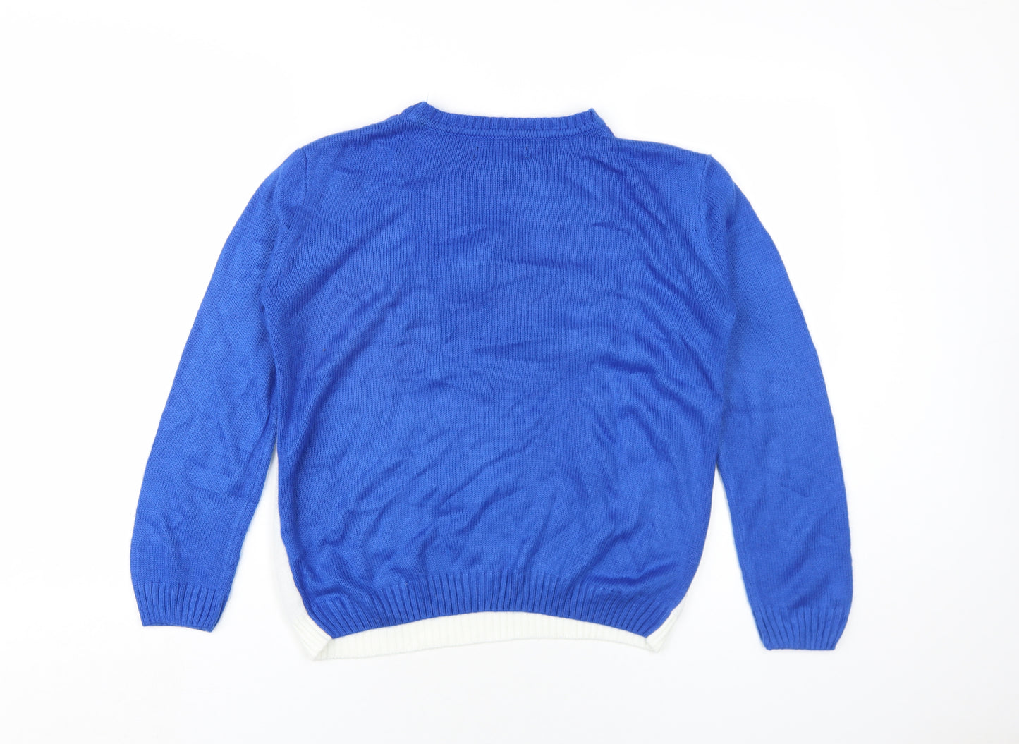 River Island Boys Blue Crew Neck Acrylic Pullover Jumper Size 11-12 Years Pullover - Santa