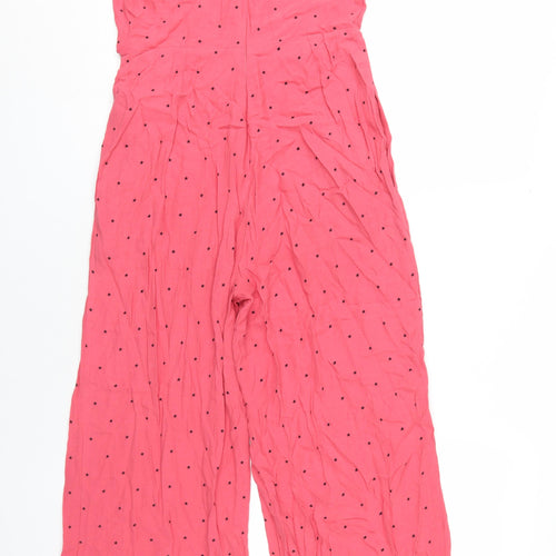 Marks and Spencer Womens Pink Geometric Viscose Jumpsuit One-Piece Size 8 L28 in Zip