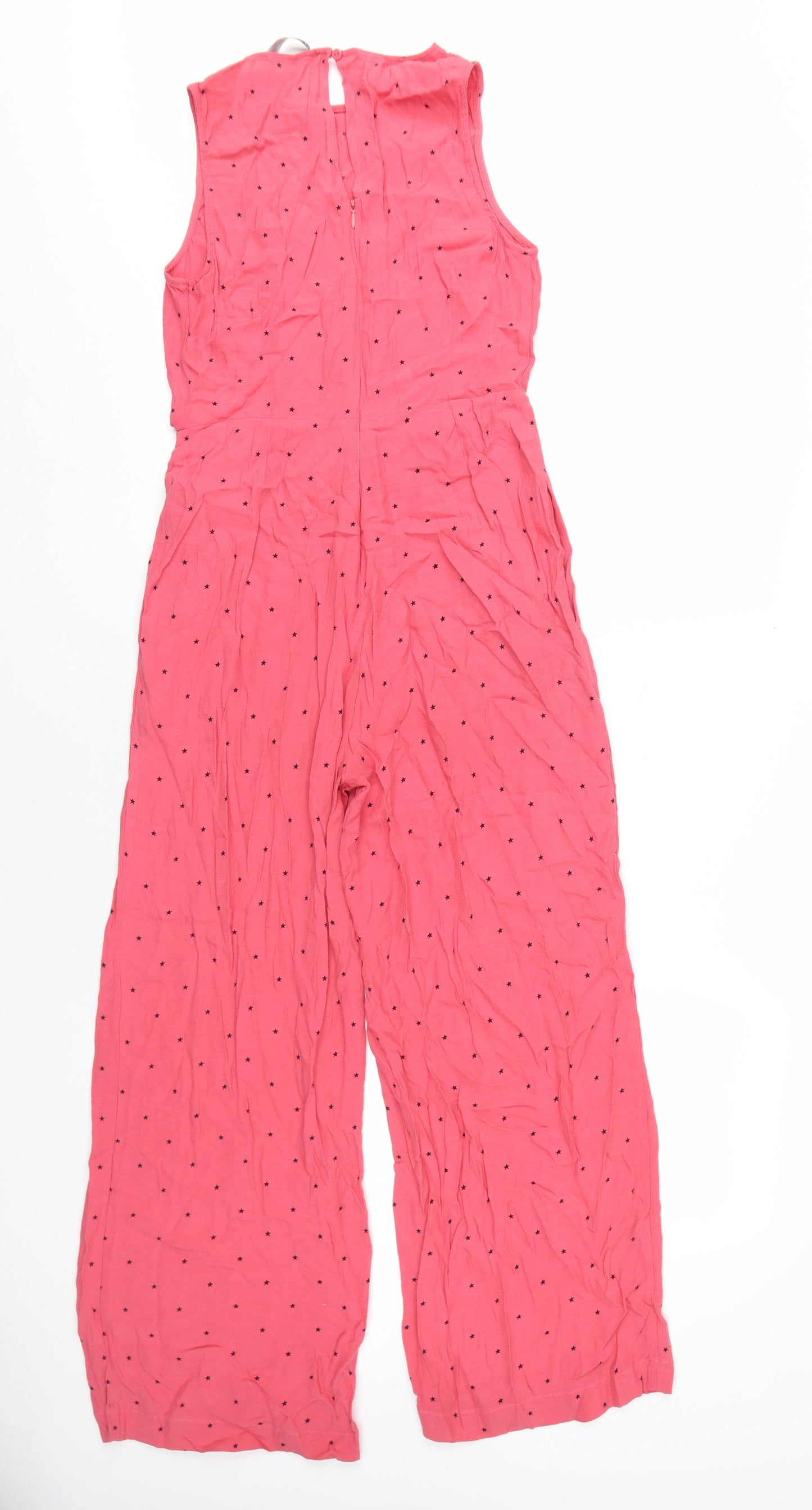 Marks and Spencer Womens Pink Geometric Viscose Jumpsuit One-Piece Size 8 L28 in Zip