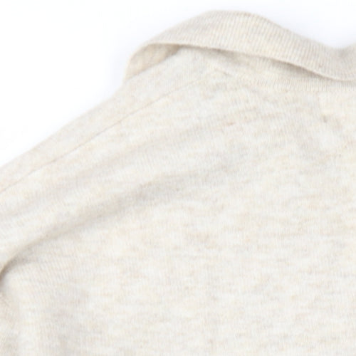 H&M Womens Beige V-Neck Polyester Pullover Jumper Size XS