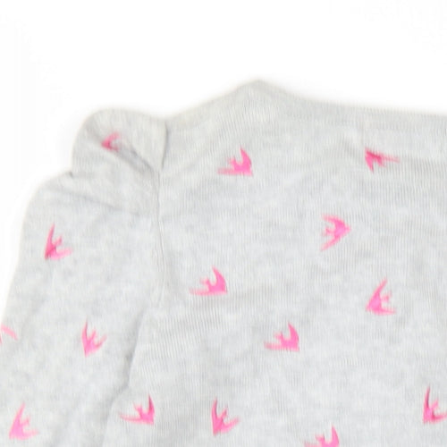 Therapy Womens Grey Round Neck Geometric Cotton Cardigan Jumper Size 6