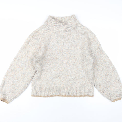 Dorothy Perkins Womens Beige Mock Neck Acrylic Pullover Jumper Size 8