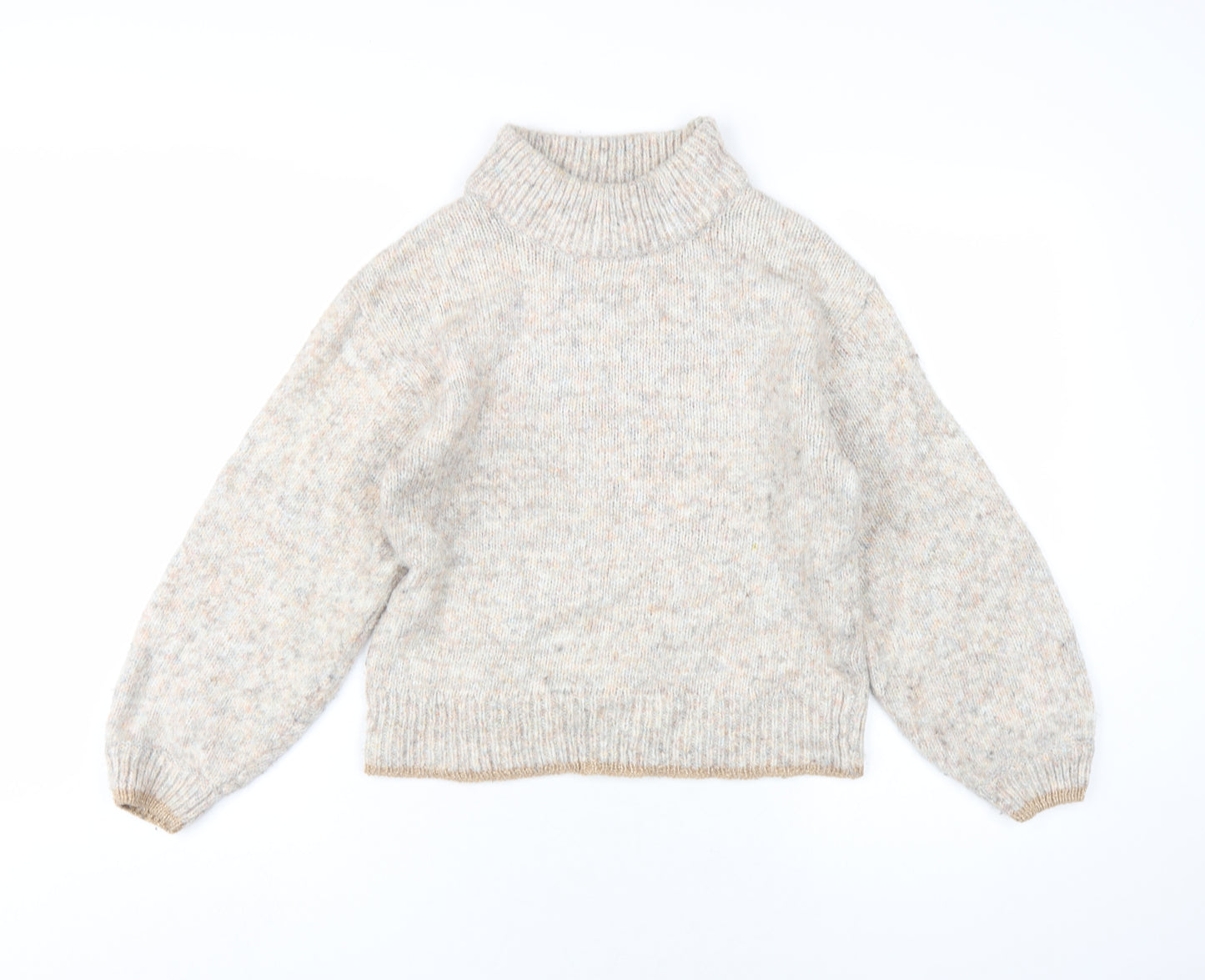 Dorothy Perkins Womens Beige Mock Neck Acrylic Pullover Jumper Size 8