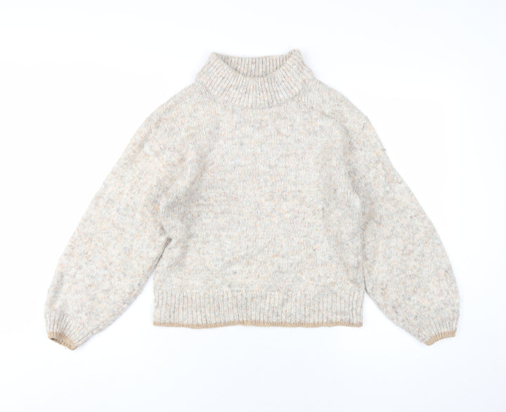 Dorothy Perkins Womens Beige Mock Neck Acrylic Pullover Jumper Size 8