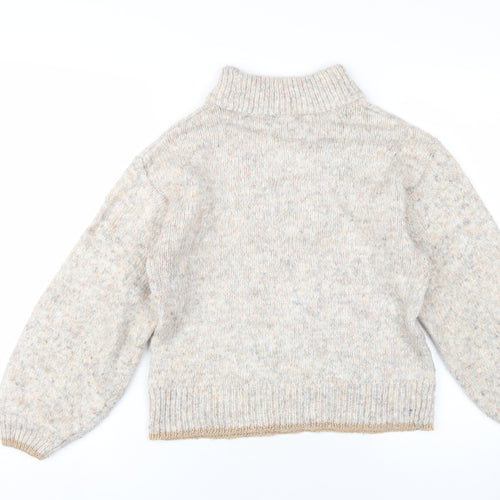 Dorothy Perkins Womens Beige Mock Neck Acrylic Pullover Jumper Size 8