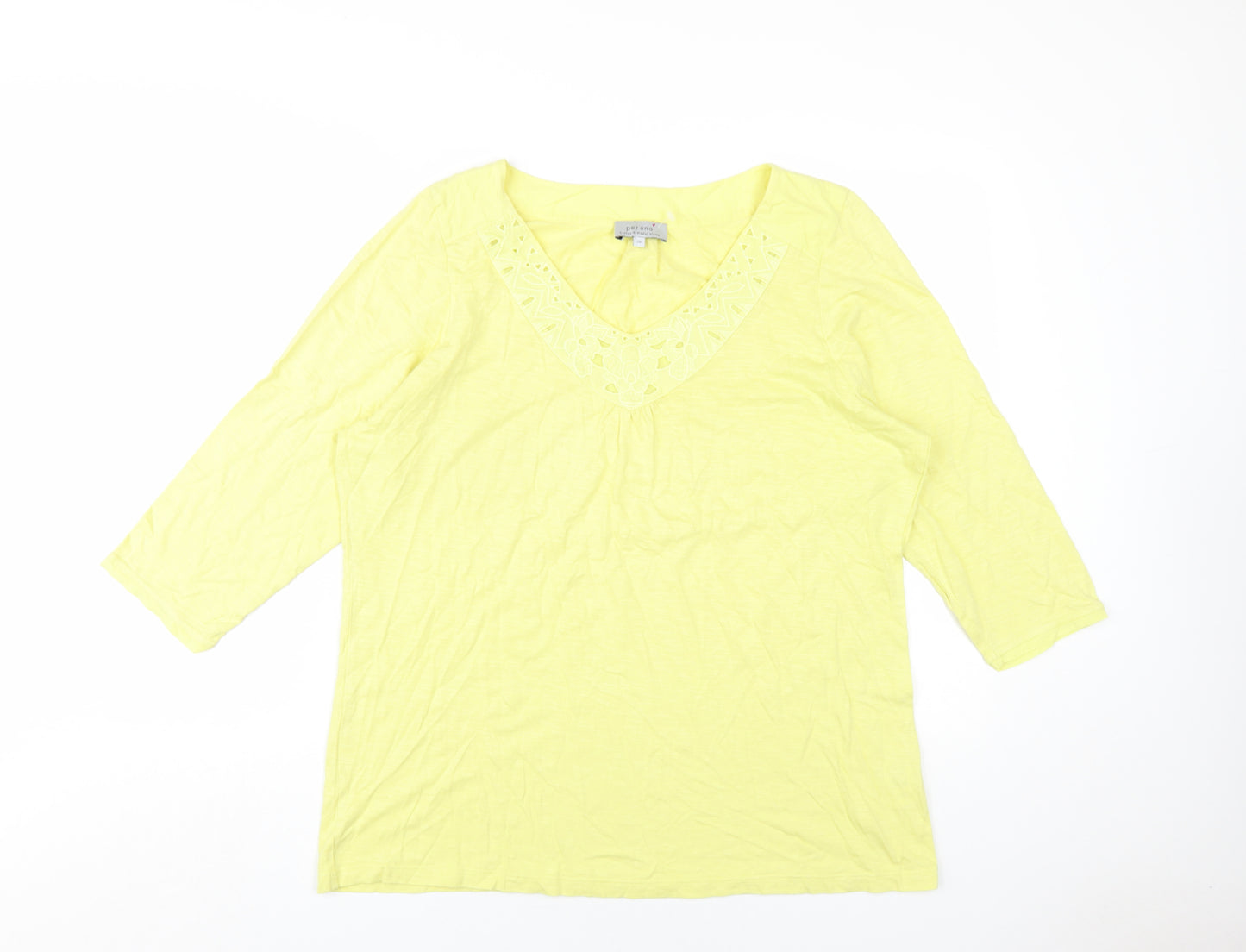 Per Una Womens Yellow Cotton Basic T-Shirt Size 20 V-Neck