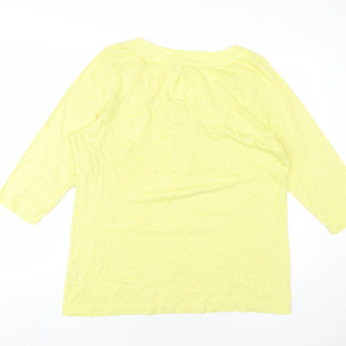 Per Una Womens Yellow Cotton Basic T-Shirt Size 20 V-Neck