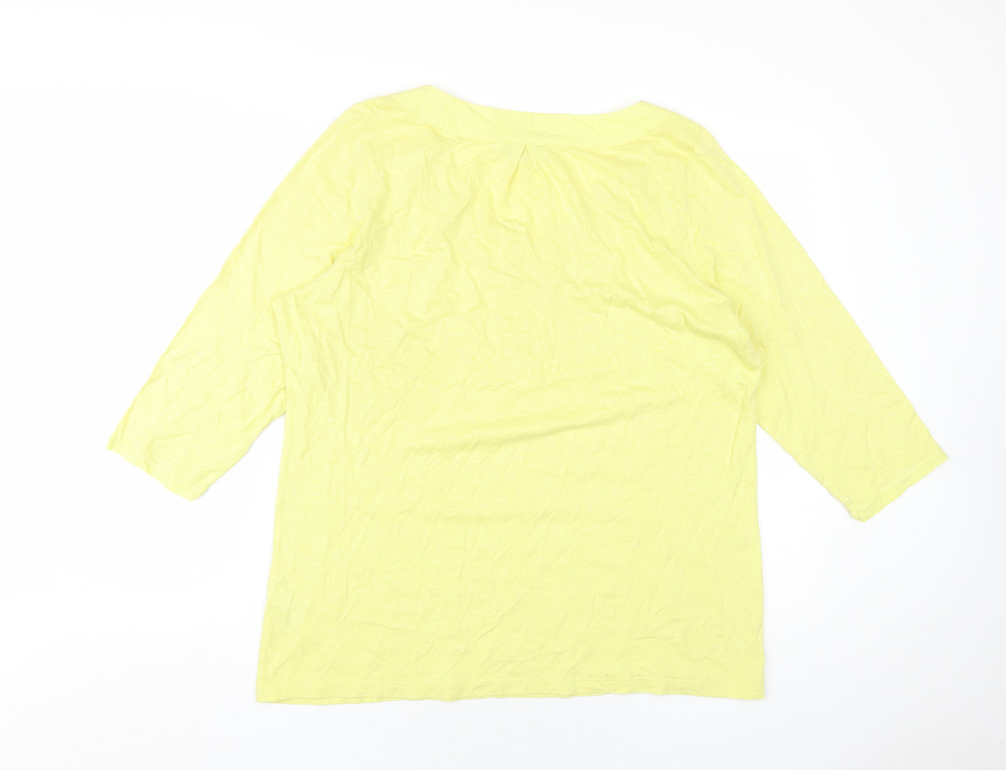 Per Una Womens Yellow Cotton Basic T-Shirt Size 20 V-Neck