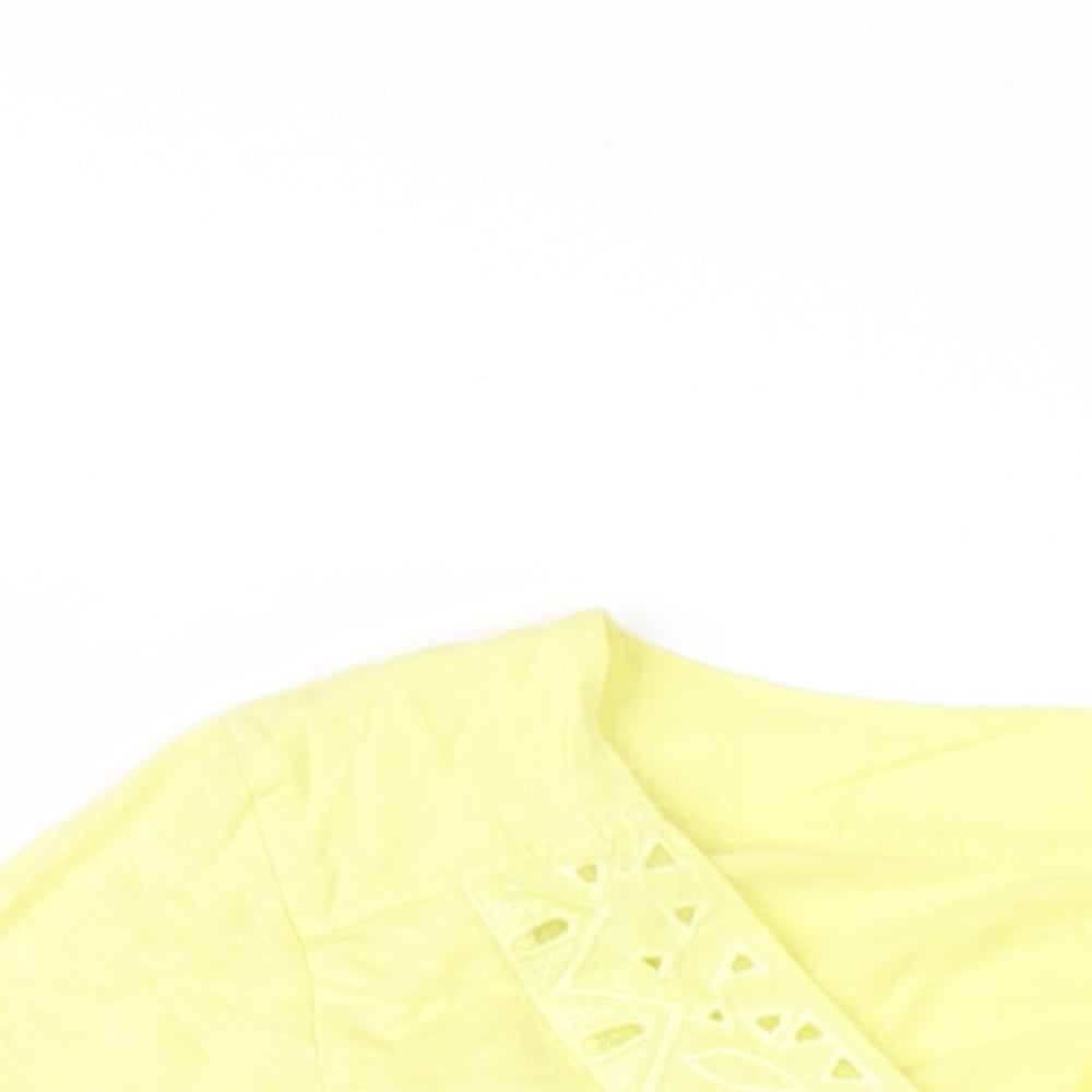 Per Una Womens Yellow Cotton Basic T-Shirt Size 20 V-Neck