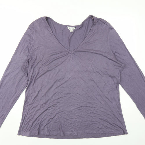 EAST Womens Purple Viscose Basic T-Shirt Size 20 V-Neck