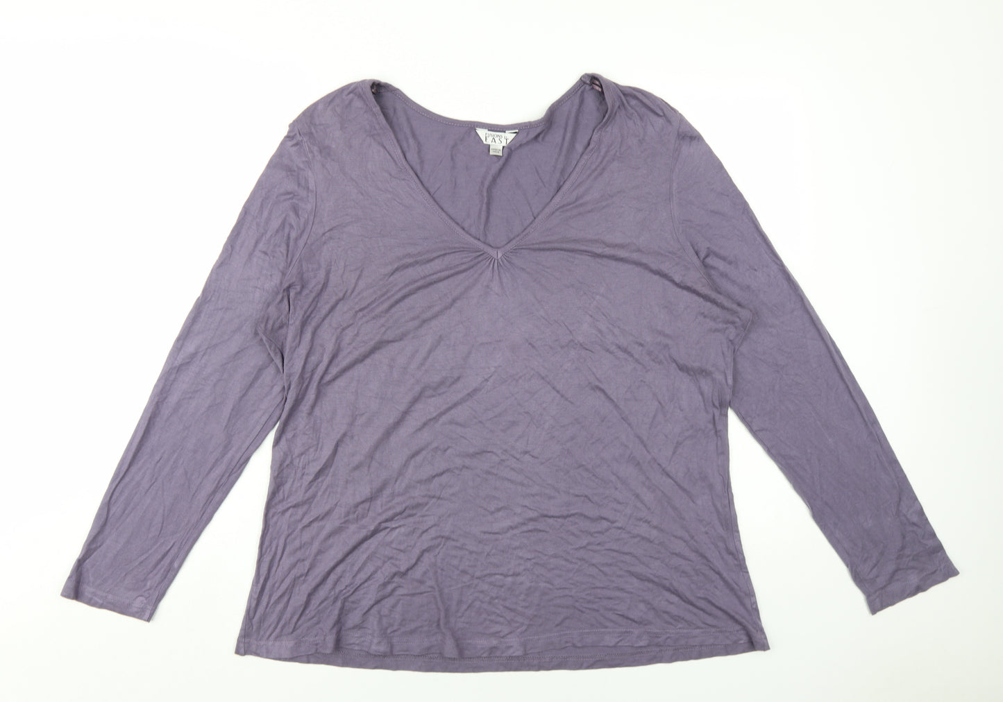 EAST Womens Purple Viscose Basic T-Shirt Size 20 V-Neck