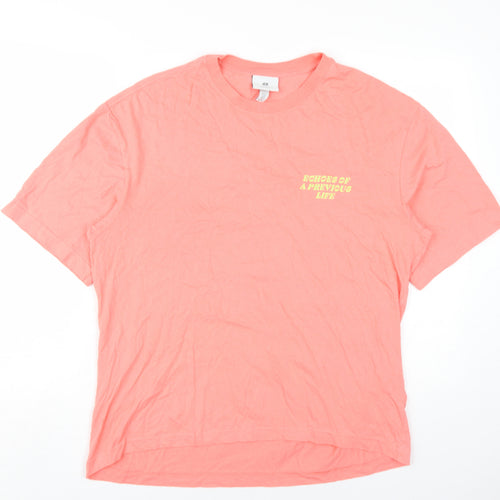 H&M Mens Pink Cotton T-Shirt Size M Round Neck