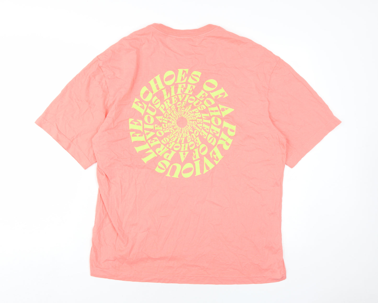 H&M Mens Pink Cotton T-Shirt Size M Round Neck