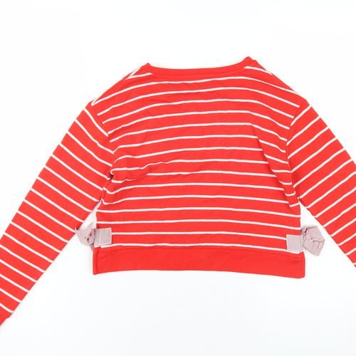 Marks and Spencer Girls Red Striped Polyester Pullover Sweatshirt Size 9-10 Years Pullover