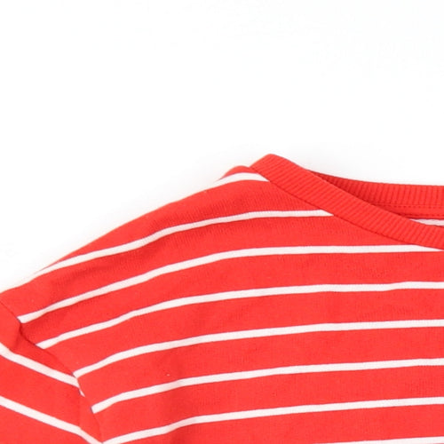 Marks and Spencer Girls Red Striped Polyester Pullover Sweatshirt Size 9-10 Years Pullover