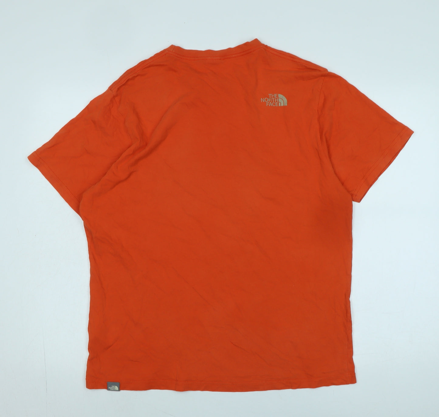 The North Face Mens Orange Cotton T-Shirt Size L Crew Neck - Logo -the North Face