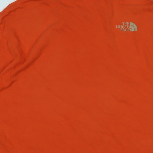 The North Face Mens Orange Cotton T-Shirt Size L Crew Neck - Logo -the North Face