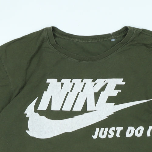 nike Mens Green Cotton T-Shirt Size XL Crew Neck - Logo -NIKE