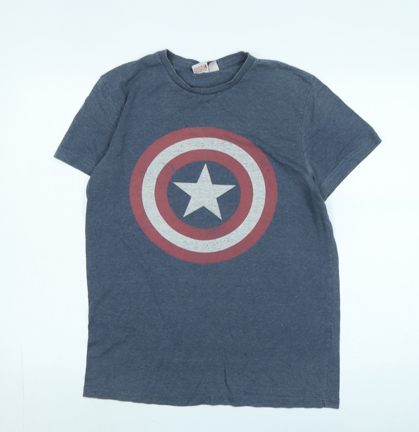 Marvel Mens Blue Cotton T-Shirt Size M Crew Neck - Logo