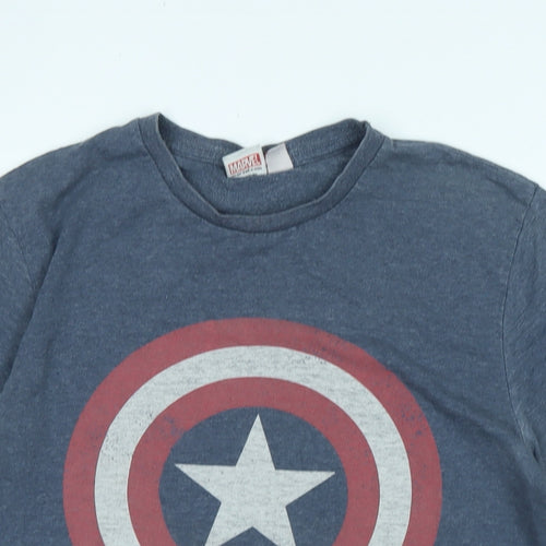 Marvel Mens Blue Cotton T-Shirt Size M Crew Neck - Logo