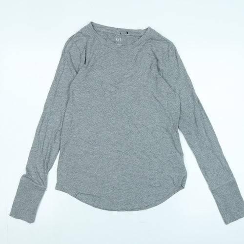 Gap Womens Grey Cotton Jersey T-Shirt Size M Crew Neck - Logo