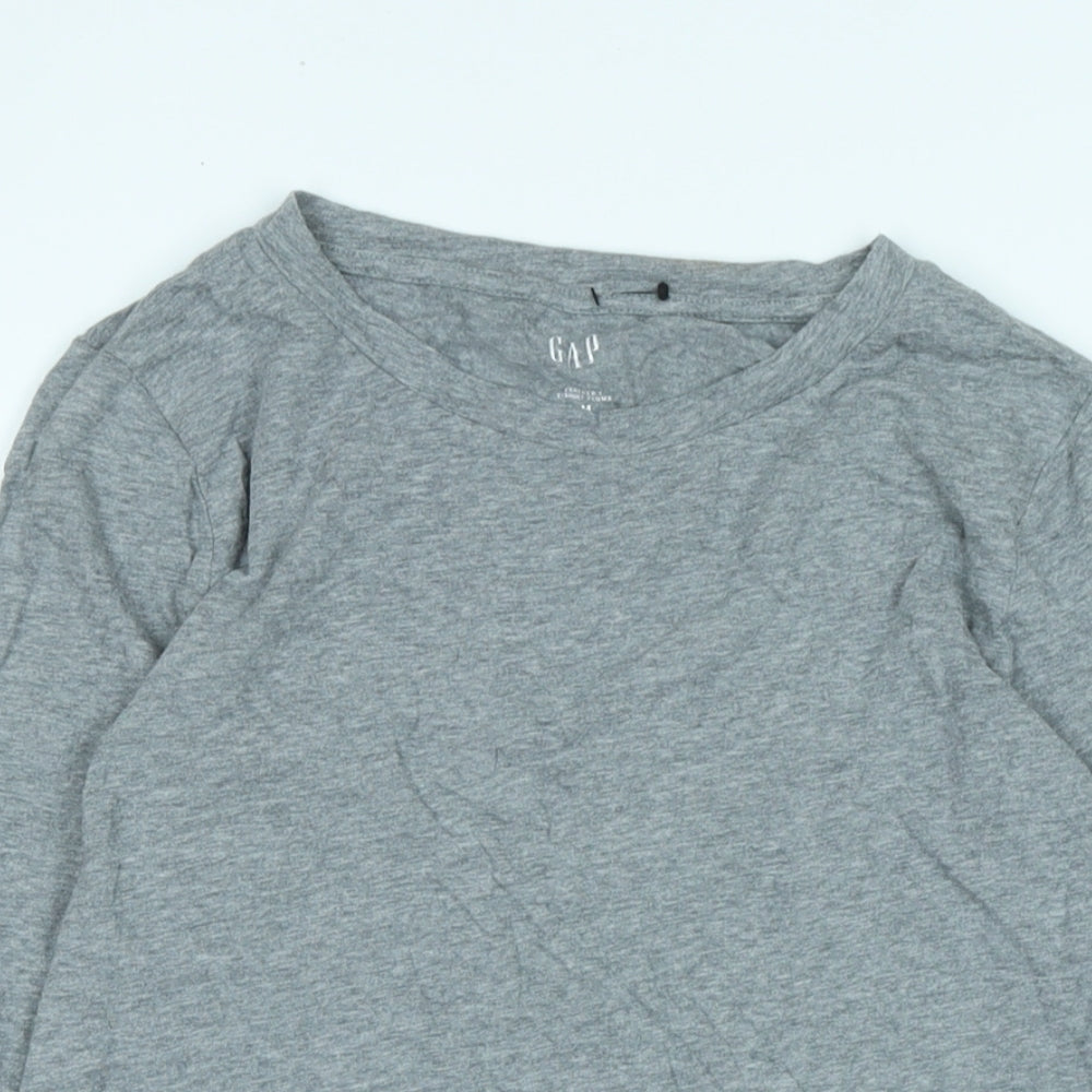 Gap Womens Grey Cotton Jersey T-Shirt Size M Crew Neck - Logo