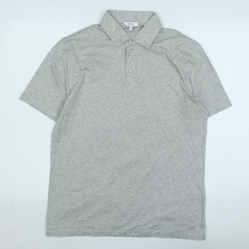 Reiss Mens Grey Cotton Polo Size M Collared - Logo