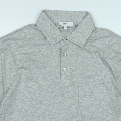 Reiss Mens Grey Cotton Polo Size M Collared - Logo