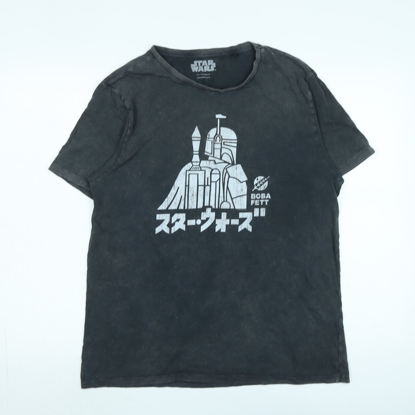 Star Wars Mens Grey Cotton T-Shirt Size M Crew Neck - Logo